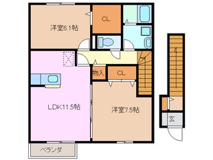 阿漕駅 徒歩34分 2階の物件間取画像